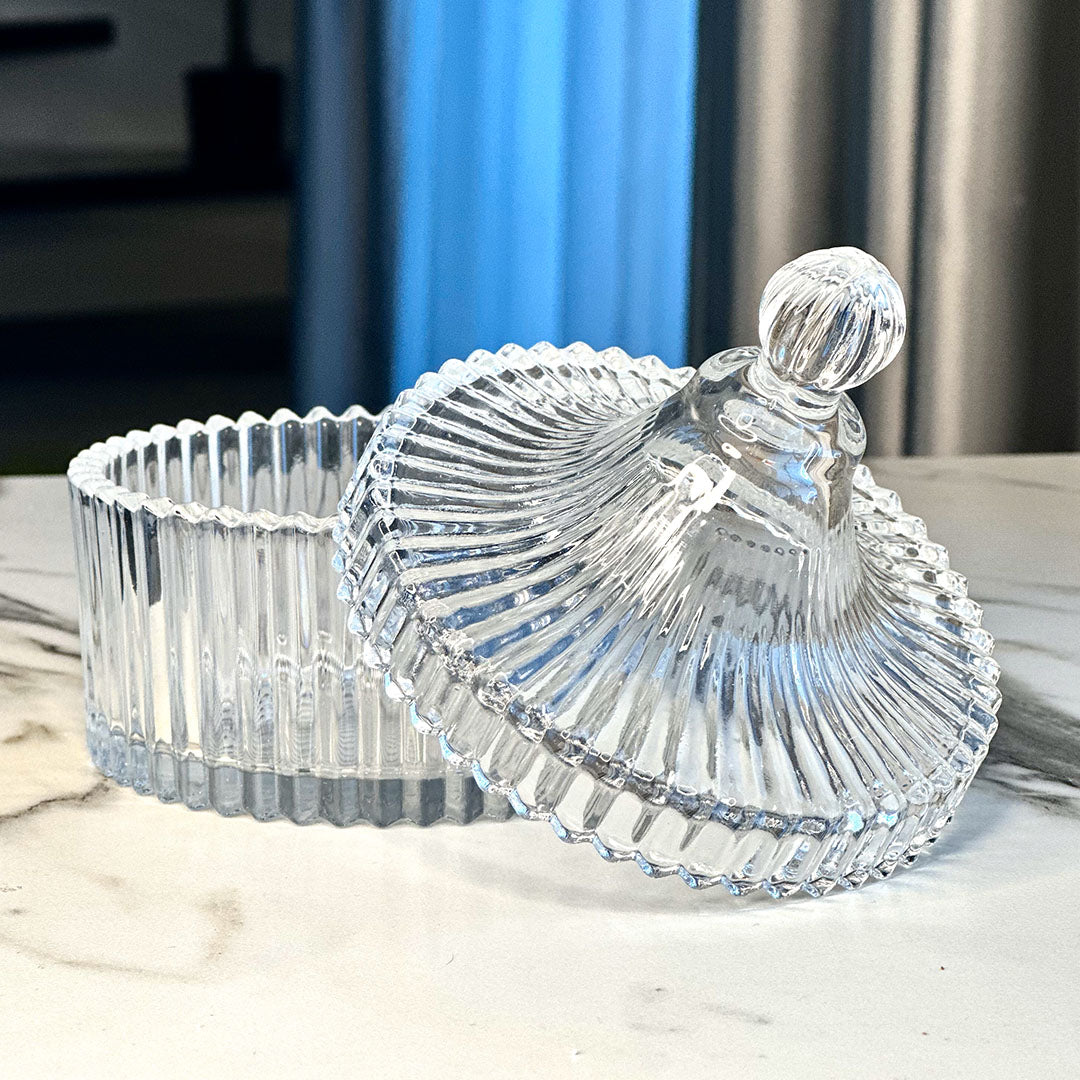 Crystal žemas prabangus indelis su dangteliu